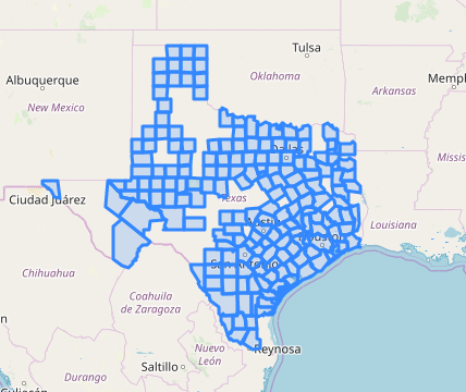Leaflet map - GeoJSON Layer with the counties of Texas